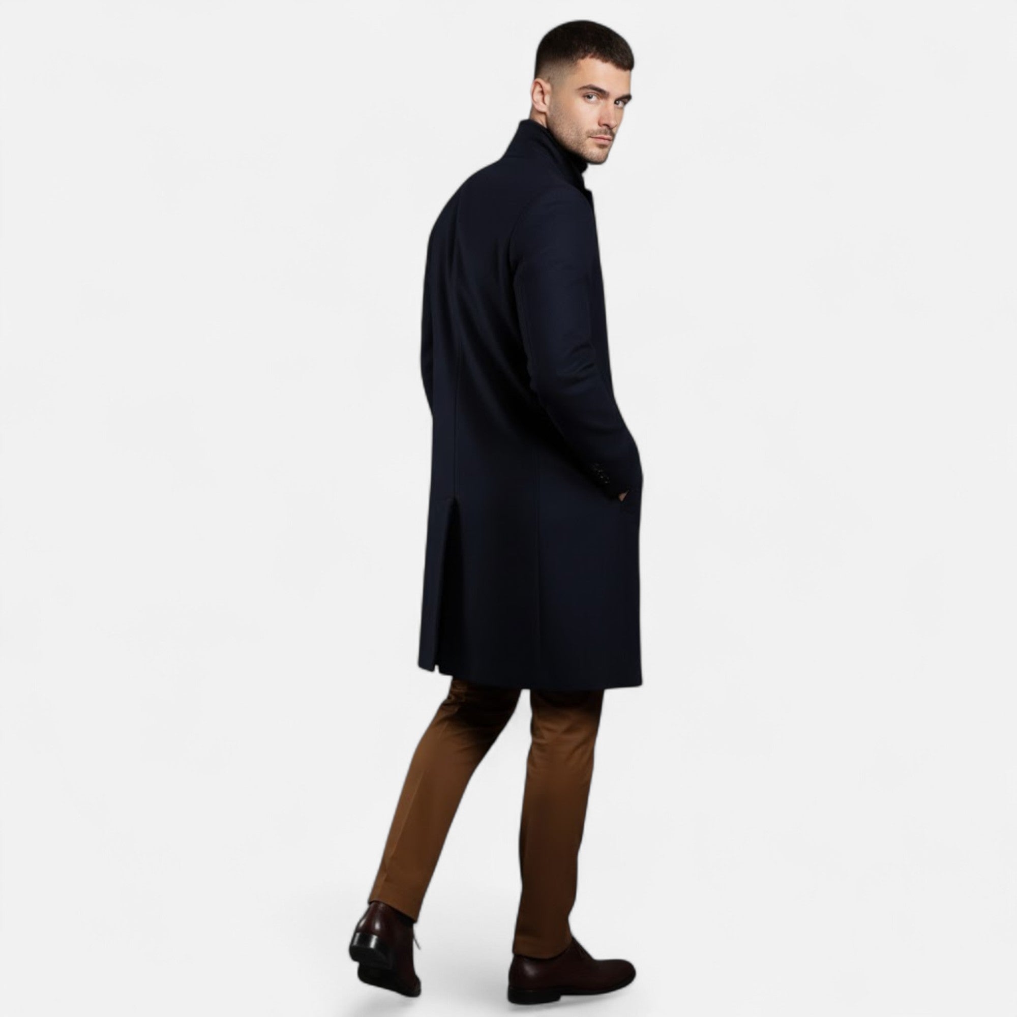 Men’s Tailored Longline Single-Breasted Overcoat
