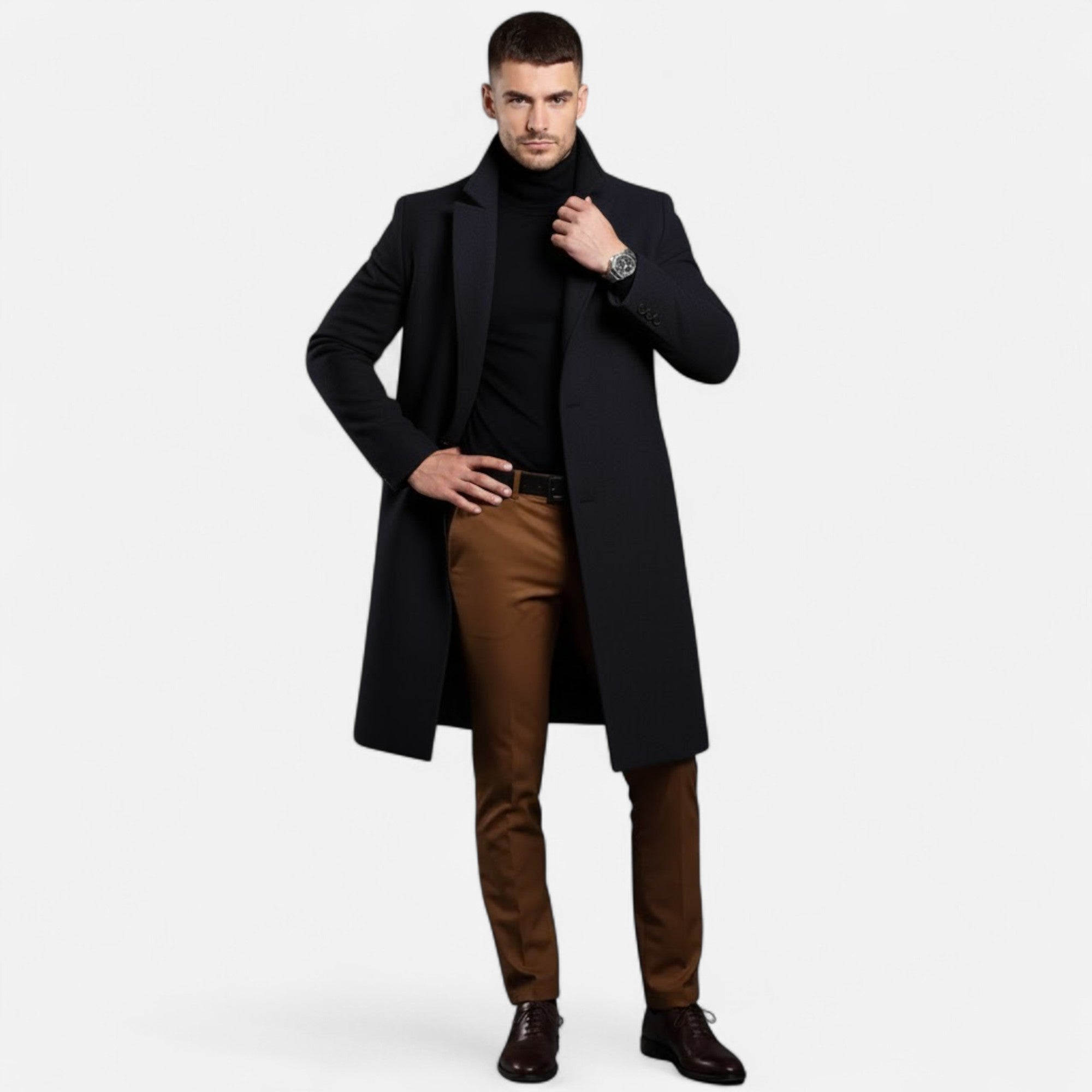Men’s Tailored Longline Single-Breasted Overcoat