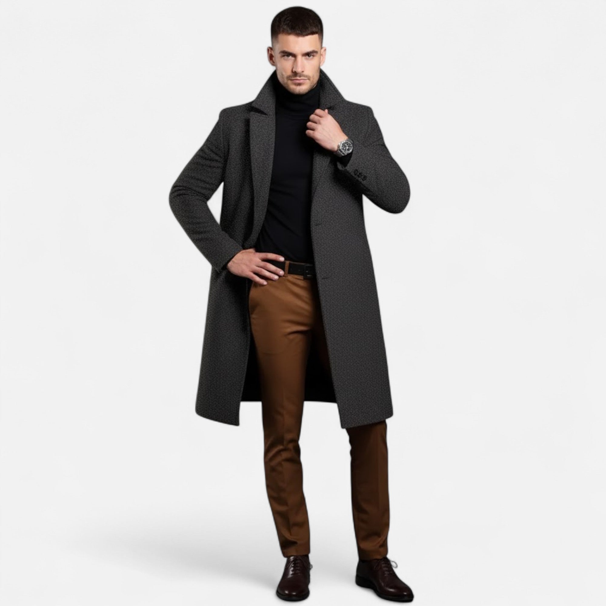 Men’s Tailored Longline Single-Breasted Overcoat