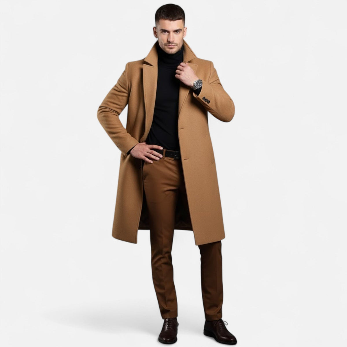 Men’s Tailored Longline Single-Breasted Overcoat