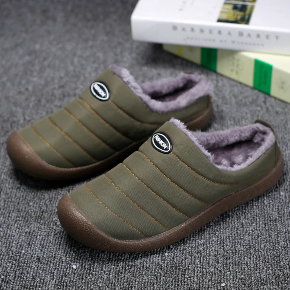 Quilted Slippers with Faux Fur Lining