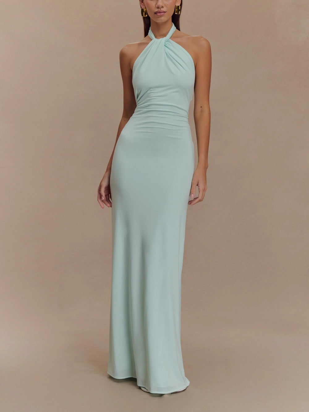 Women's Halterneck Open Back Maxi Occasion Dress