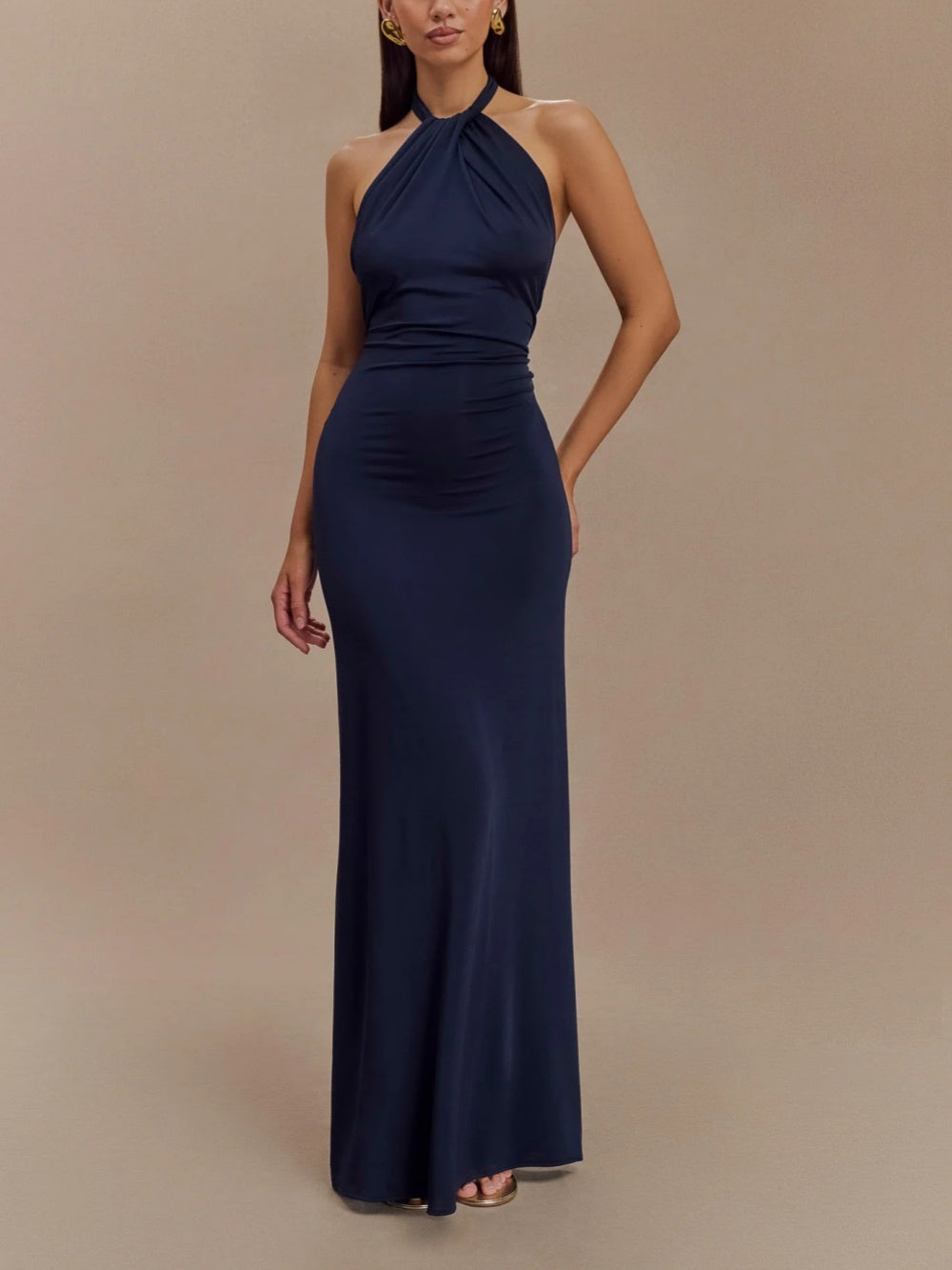 Women's Halterneck Open Back Maxi Occasion Dress