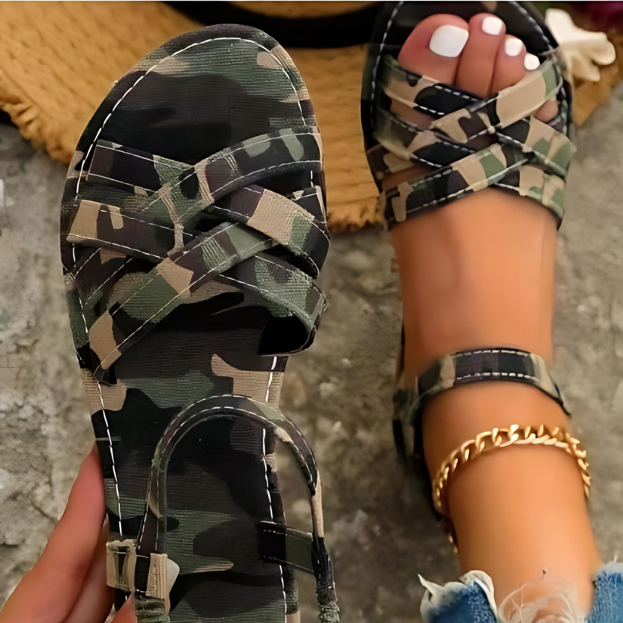 Women's Flat Cross Strap Sandals
