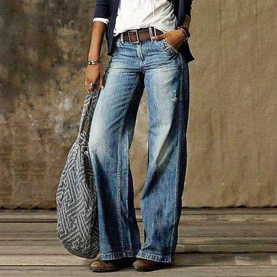 Jean large pour femme | Denim délavé vintage