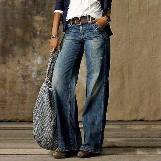 Jean large pour femme | Denim délavé vintage