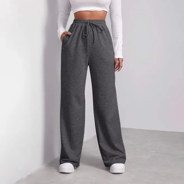 Pantalon large en lin pour femme | Pantalon décontracté taille haute