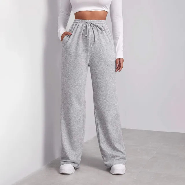 Pantalon large en lin pour femme | Pantalon décontracté taille haute