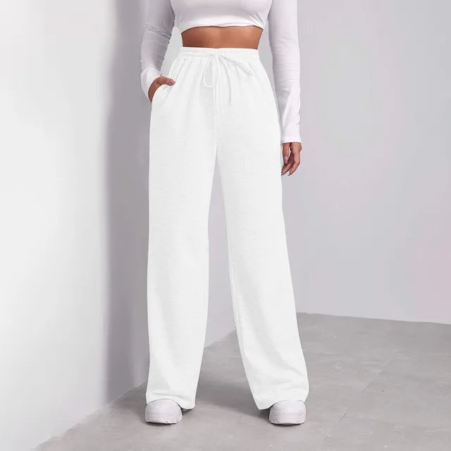 Pantalon large en lin pour femme | Pantalon décontracté taille haute