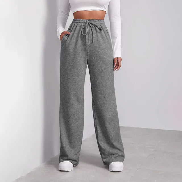 Pantalon large en lin pour femme | Pantalon décontracté taille haute