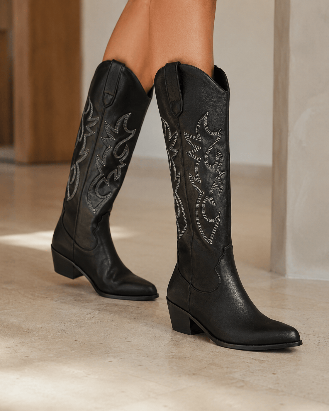 Bottes de cowboy brodées pour femme | Bottes western montant jusqu'au genou