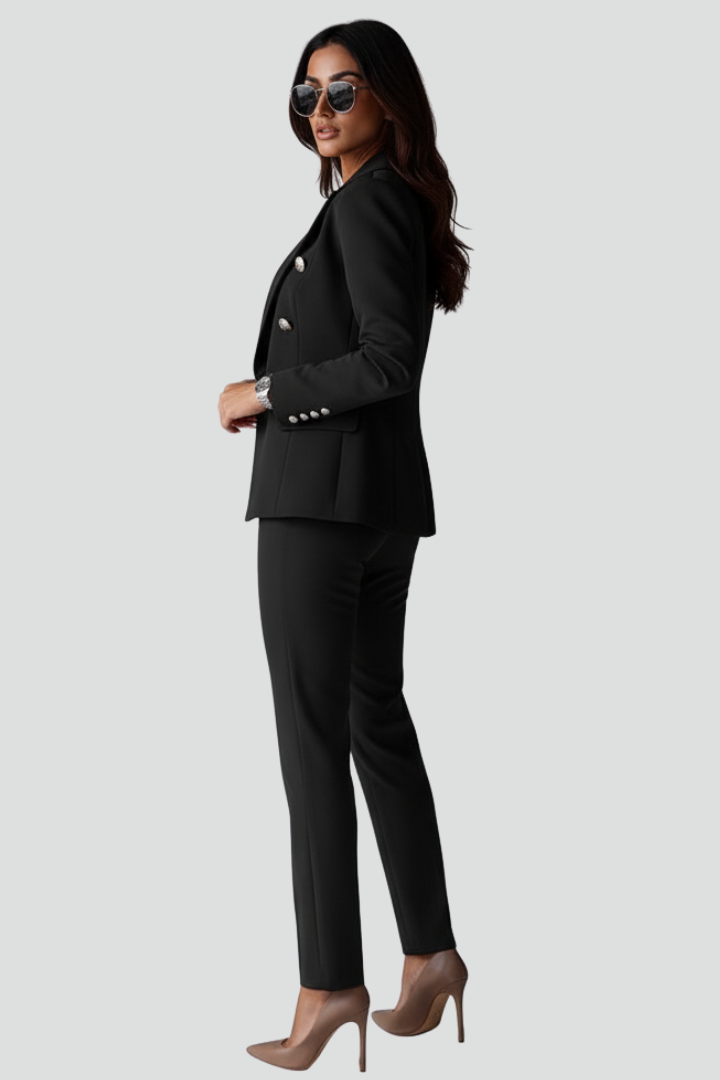 Women's Double-Breasted Blazer & Tailored Trouser Suit Set