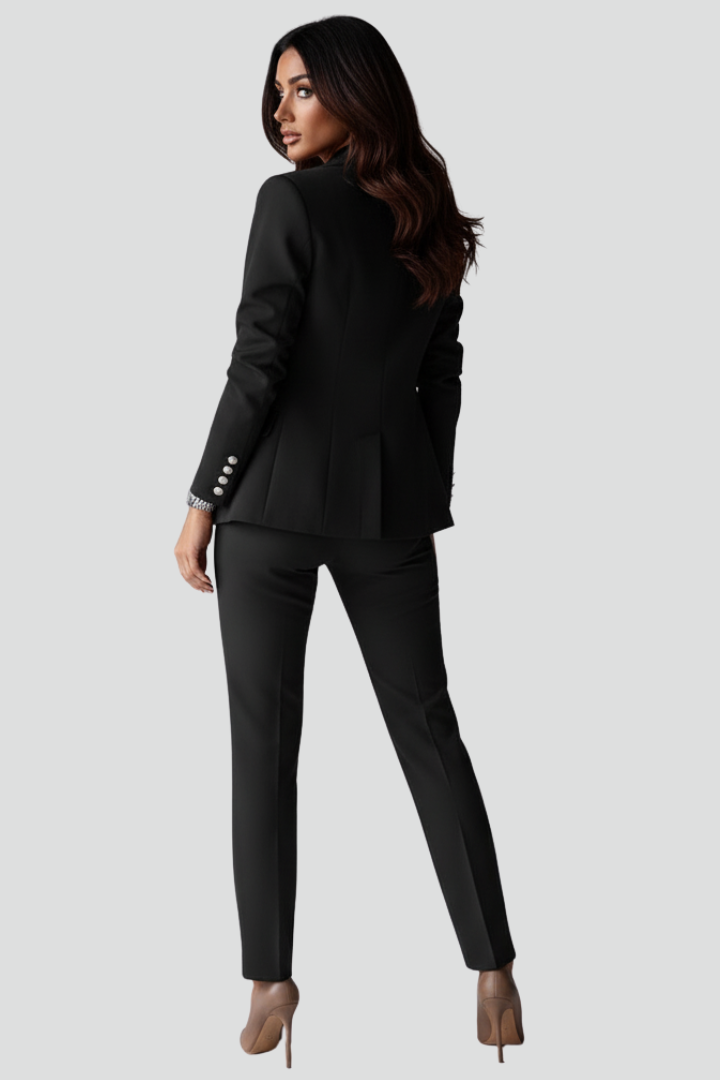 Women's Double-Breasted Blazer & Tailored Trouser Suit Set