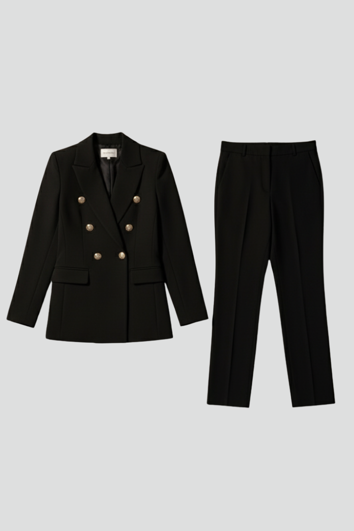 Women's Double-Breasted Blazer & Tailored Trouser Suit Set