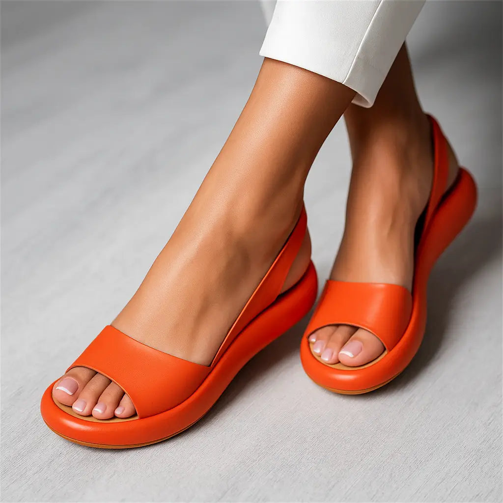 Cushioned Slingback Sandals with Rounded Open Toe