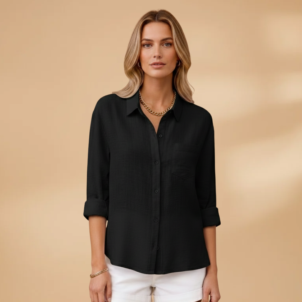 Women's Textured Button-Up Shirt with Chest Pocket