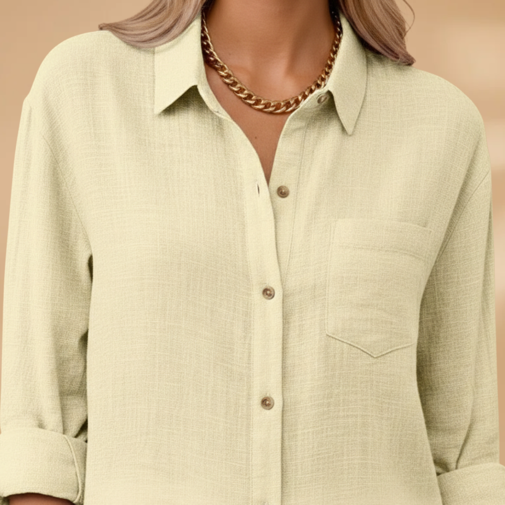 Women's Textured Button-Up Shirt with Chest Pocket