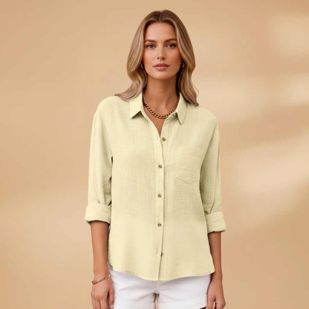 Women's Textured Button-Up Shirt with Chest Pocket