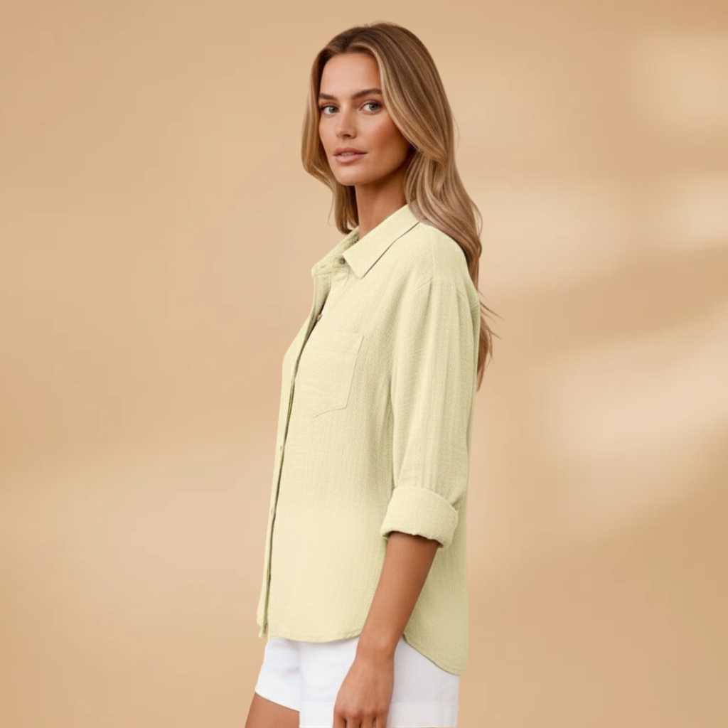 Women's Textured Button-Up Shirt with Chest Pocket