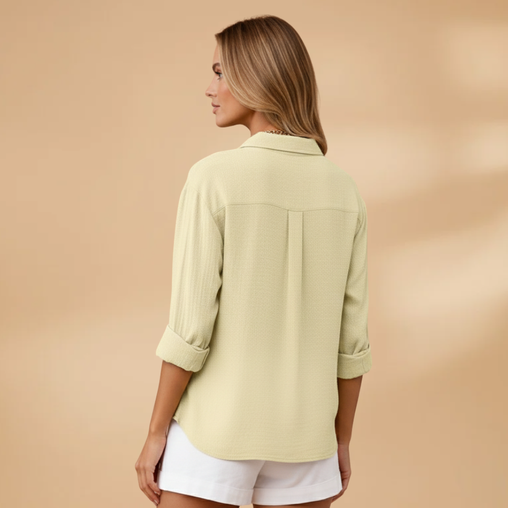 Women's Textured Button-Up Shirt with Chest Pocket