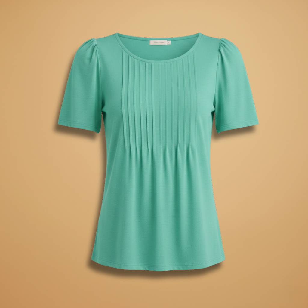 Women's Pintuck Top with Puff Sleeves
