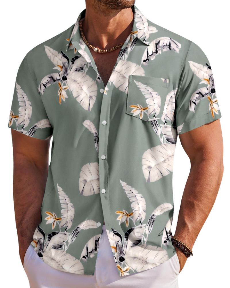 Men's Tropical Print Short Sleeve Shirt