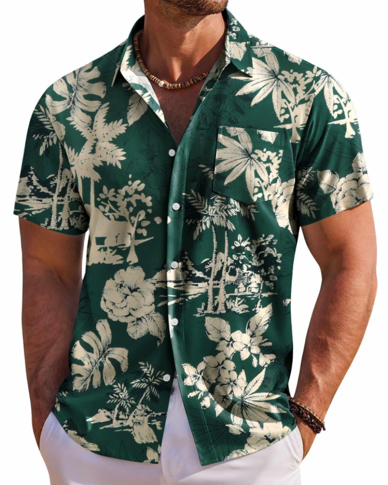 Men's Tropical Print Short Sleeve Shirt