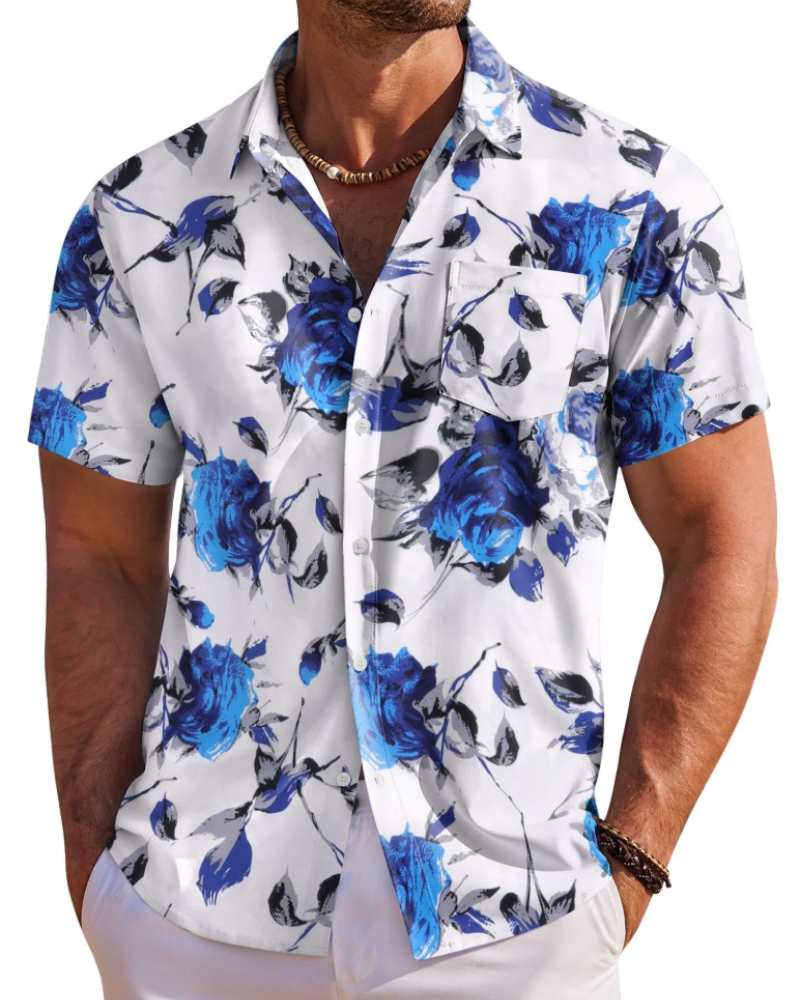 Men's Tropical Print Short Sleeve Shirt