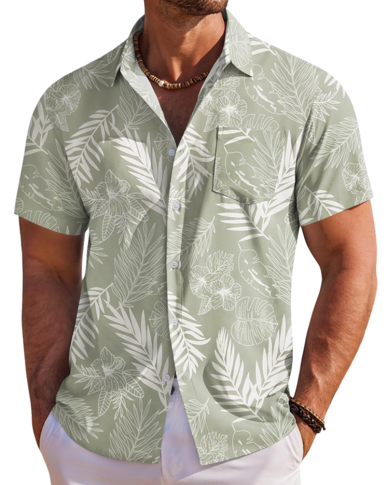 Men's Tropical Print Short Sleeve Shirt