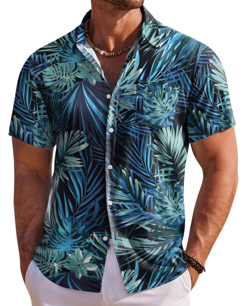 Men's Tropical Print Short Sleeve Shirt