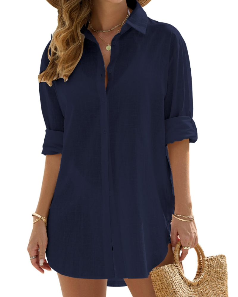 Women's Linen Blend Longline Beach Shirt