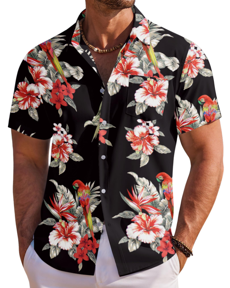 Men's Tropical Print Short Sleeve Shirt
