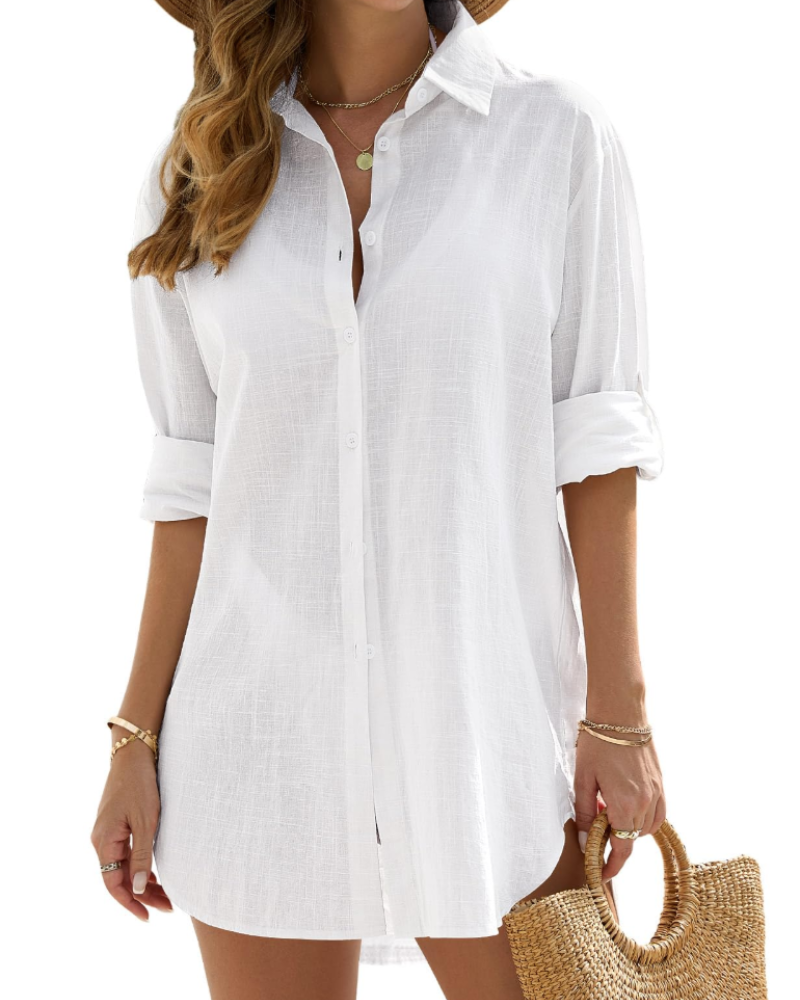 Women's Linen Blend Longline Beach Shirt