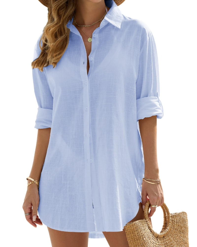 Women's Linen Blend Longline Beach Shirt