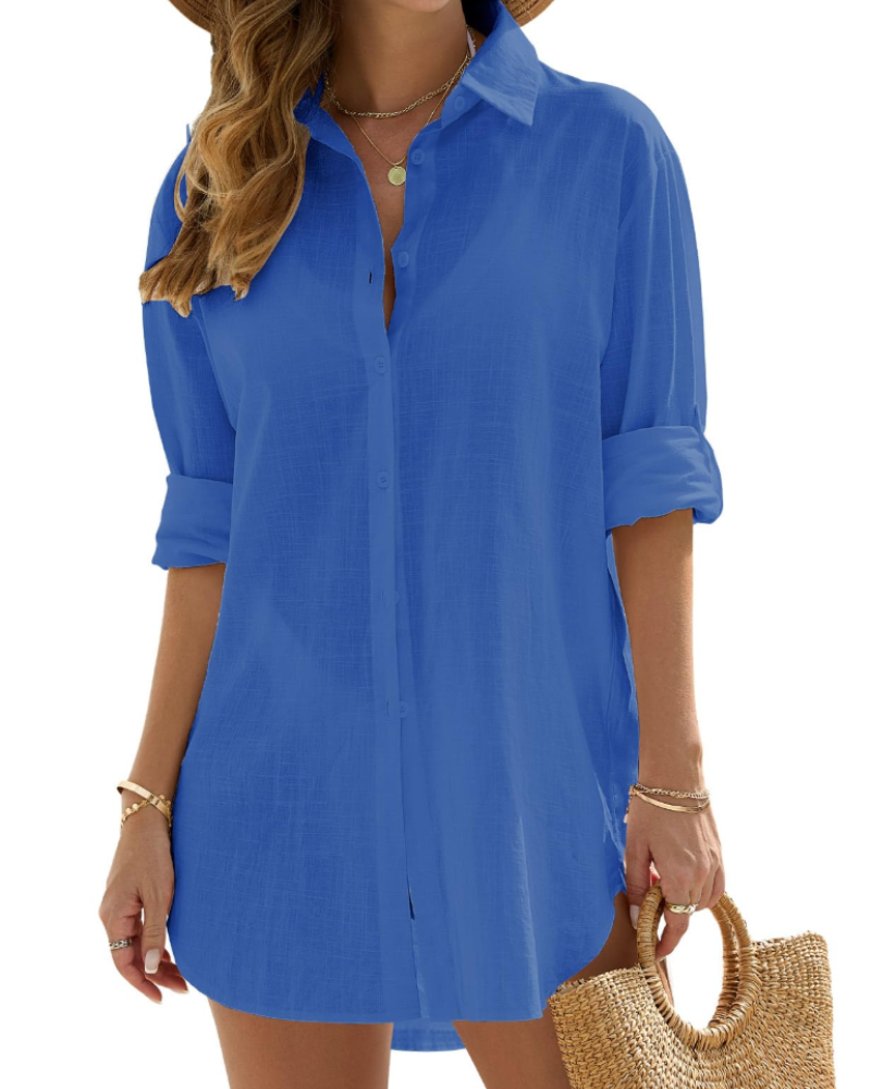 Women's Linen Blend Longline Beach Shirt