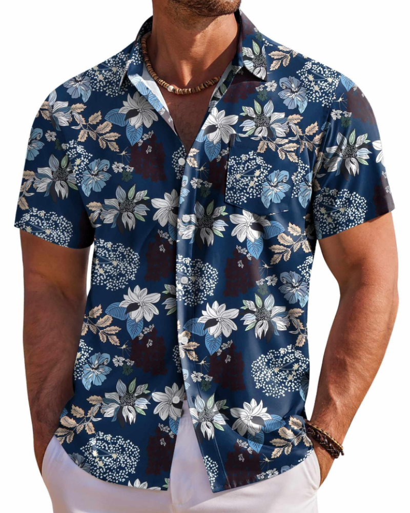Men's Tropical Print Short Sleeve Shirt