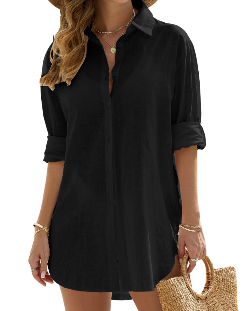 Women's Linen Blend Longline Beach Shirt