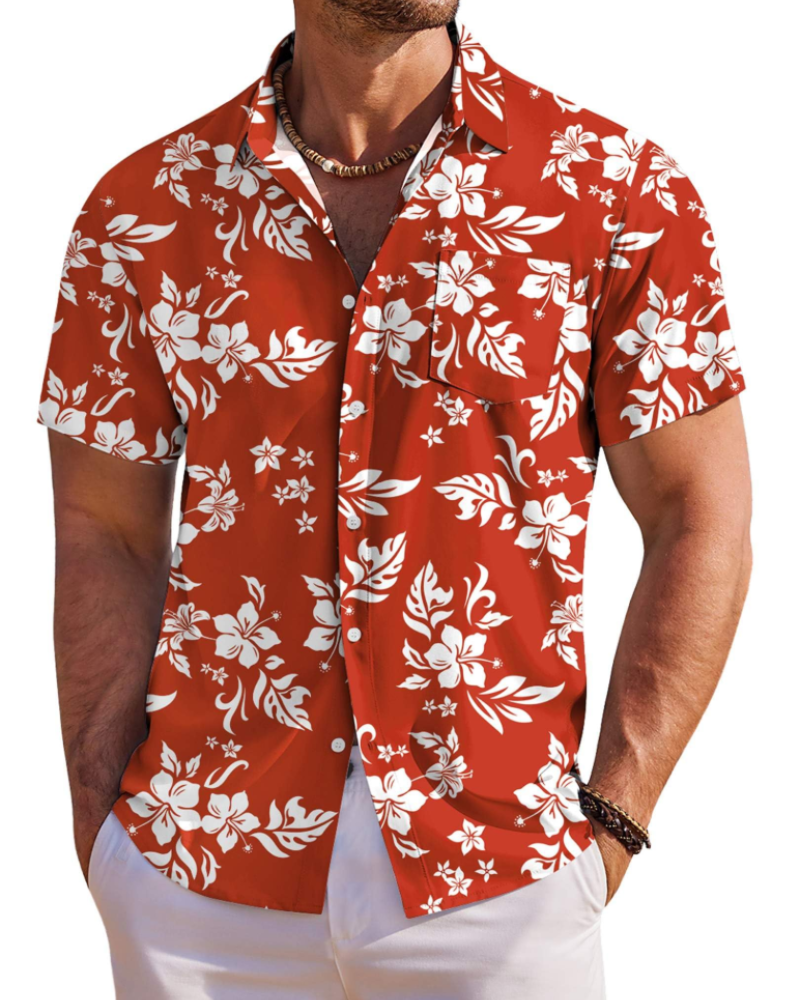 Men's Tropical Print Short Sleeve Shirt