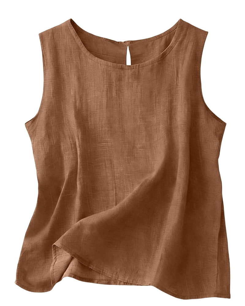 Women's Linen Blend Sleeveless Summer Top