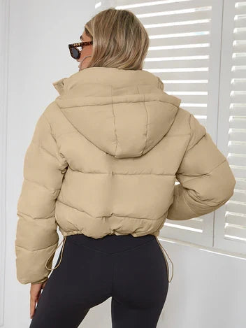 Veste bouffante courte pour femme | Manteau d’hiver à col montant