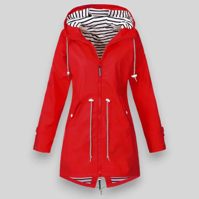 Veste de pluie légère à capuche pour femme