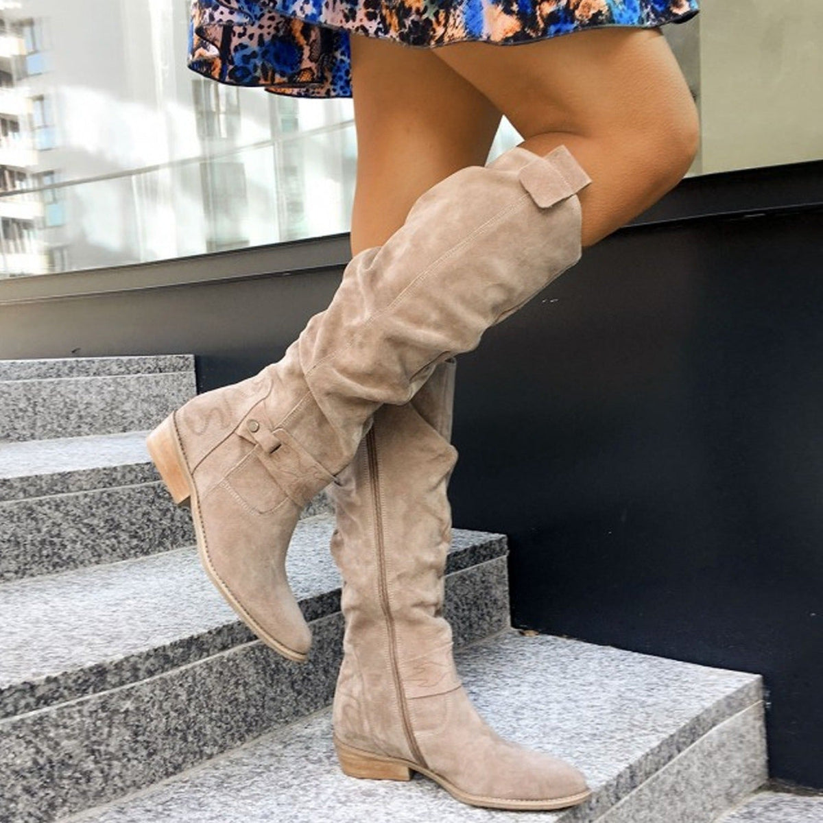 Women's Knee High Slouch Boots | Pull-On Block Heel