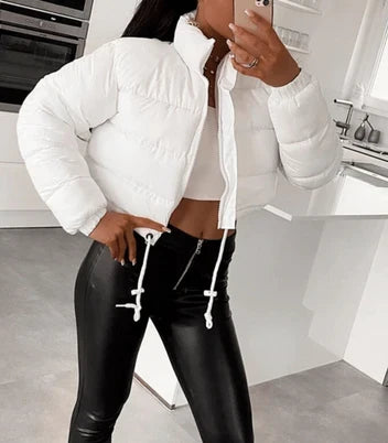 Women's Cropped Puffer Jacket | Hooded Winter Coat