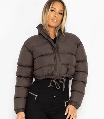 Women's Cropped Puffer Jacket | Hooded Winter Coat