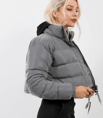 Women's Cropped Puffer Jacket | Hooded Winter Coat