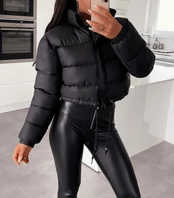 Women's Cropped Puffer Jacket | Hooded Winter Coat