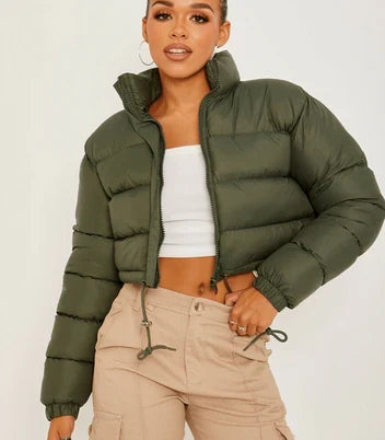 Women's Cropped Puffer Jacket | Hooded Winter Coat