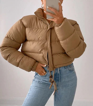 Women's Cropped Puffer Jacket | Hooded Winter Coat