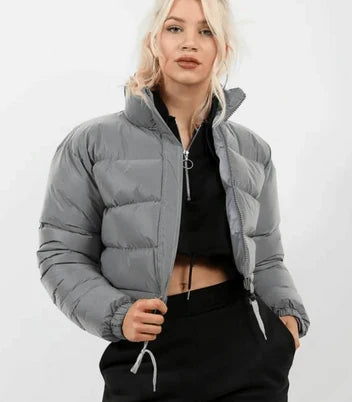 Women's Cropped Puffer Jacket | Hooded Winter Coat