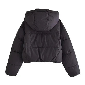 Women's Cropped Puffer Jacket | Hooded Winter Coat